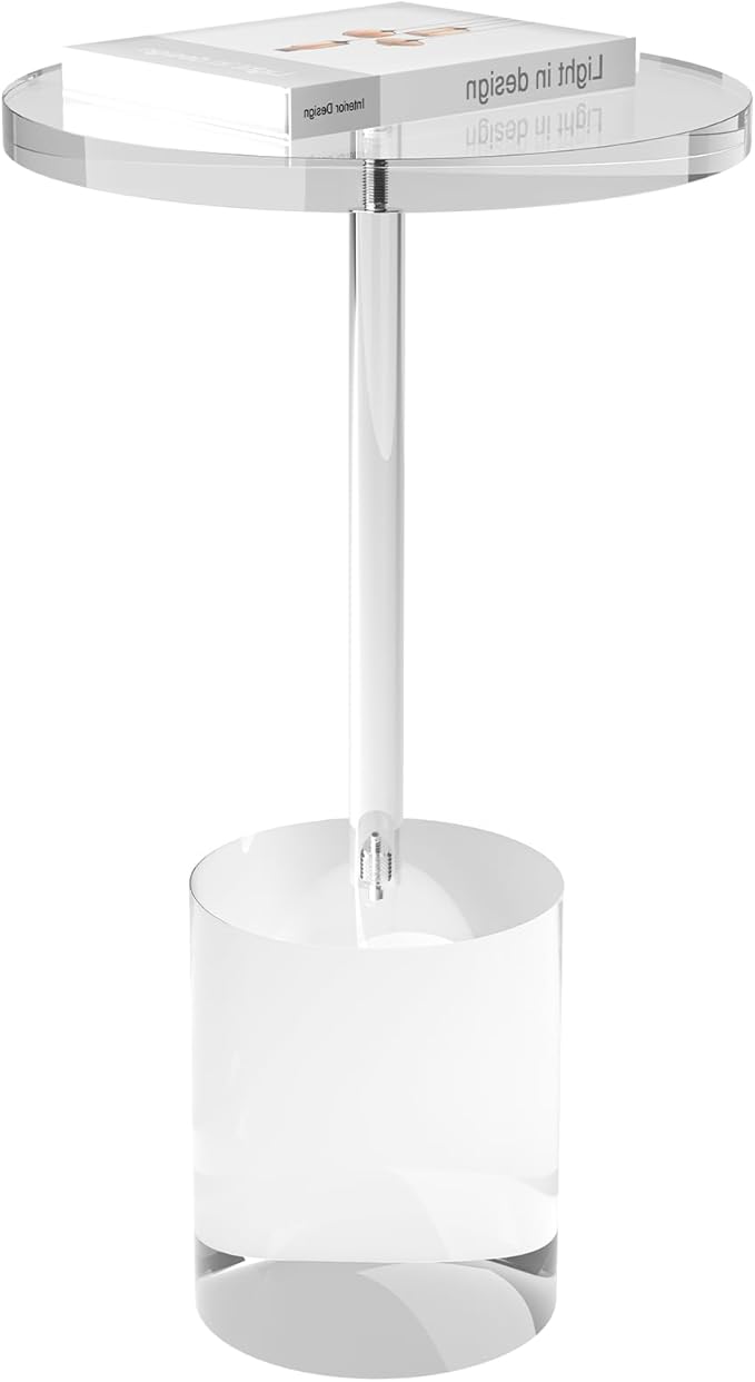Acrylic End Table, Modern Minimalist Acrylic Side Tables, Clear Side Table for Living Room, Bedroom, Office, Drink Table (12" D x 12" W x 21" H, Transparent)