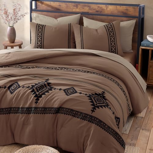 Embroidery Oversized Queen Comforter Set 7 Pieces Bed in a Bag
