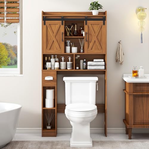 Over The Toilet Storage Cabinet with Sliding Doors