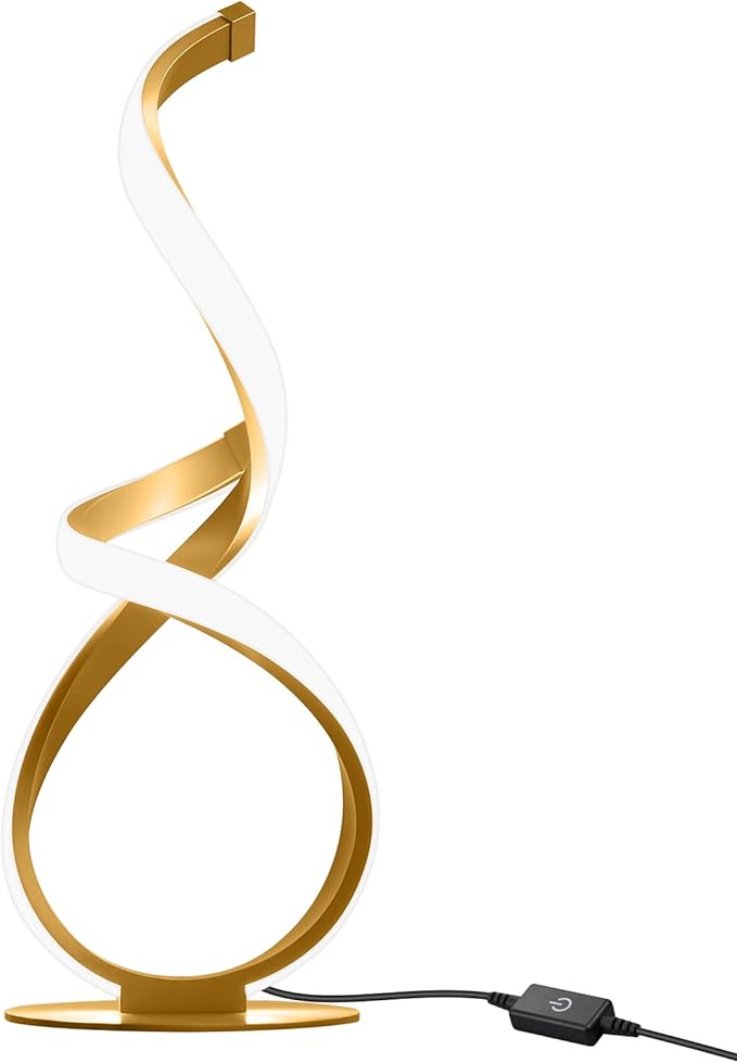 Bedside Table Lamp, LED Touch Dimmable Spiral Desk Lamp