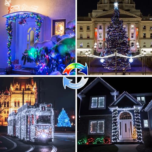 Solar Christmas String Lights Outdoor 2Pack 200LED (2 Count)