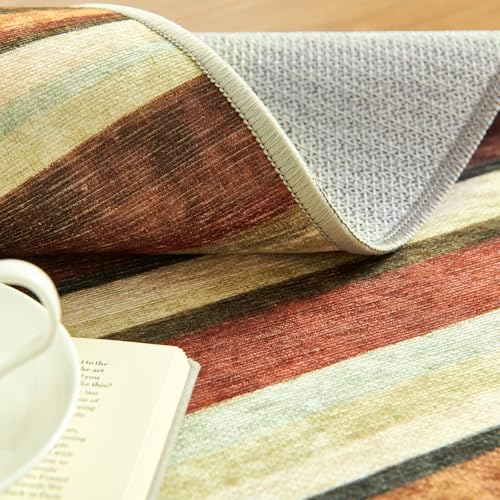 5ft Round Rug Modern Striped Mat Washable Circle Rug (19.63 Sq Ft)