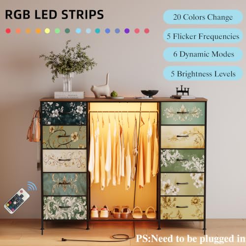 55"W Dresser with Hanging Rack