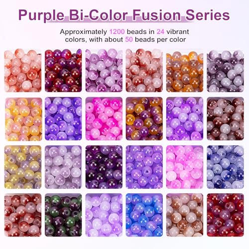 About 1200+ pcs 6mm Glass Beads Bracelet Making Kit (1200 Count)