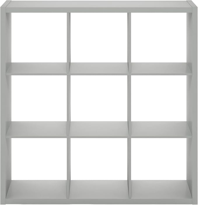 Furinno Cubicle Open Back Decorative Cube Storage Organizer, 9-Cube, Light Grey