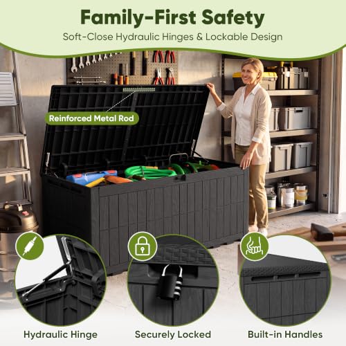 230 Gallon Deck Box Resin Outdoor Storage Box Waterproof