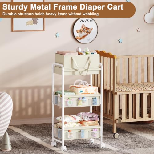 2 in 1 Baby Diaper Organizer with Diaper Caddy Basket