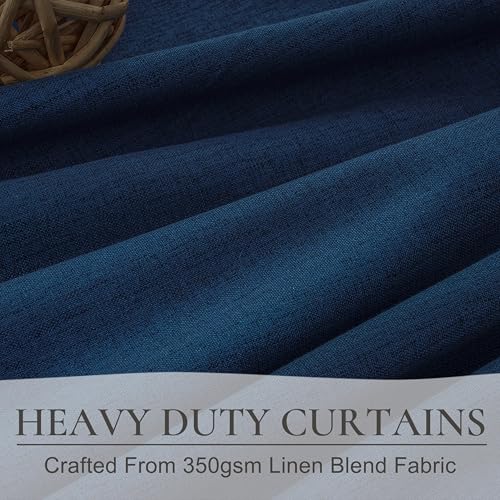 Navy Blue Blackout Curtains 96 Inch Length for Kids (2 Count)