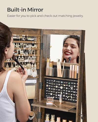 6 LEDs Mirror Jewelry Cabinet Organizer