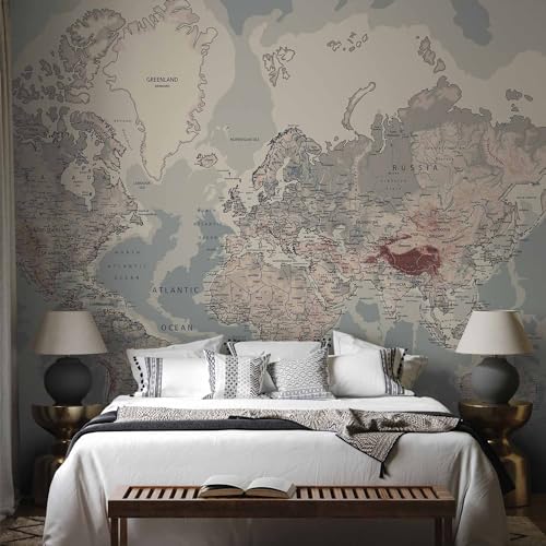 Wall Mural World Map 138x101 in (96.44 Sq Ft)