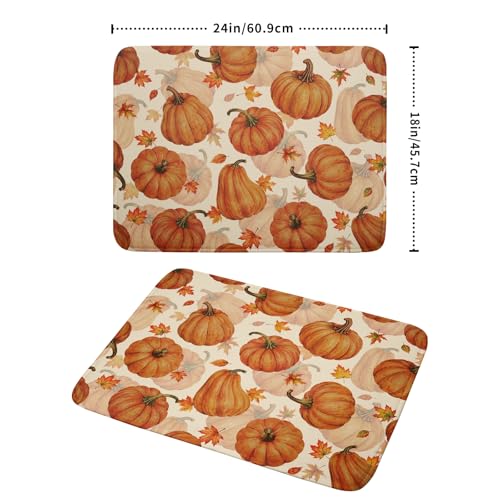 Fall Dish Drying Mat for Kitchen Counter Watercolor Pumpkin Autumn Festival Super Absorbent Reversible Microfiber Kitchen Countertop Protector Dishes Pad Large 18x24 inch
