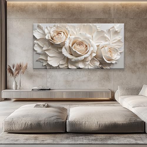 Large Wall Art For Living Room Prints Home Wall Decor Modern Canvas Art Wall Decor 39 X 78 Inches White Flower Wall Art Elegant Flower Painting Picture For Bedroom Hotel Office Artwork