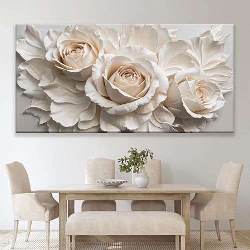 Large Wall Art For Living Room Prints Home Wall Decor Modern Canvas Art Wall Decor 39 X 78 Inches White Flower Wall Art Elegant Flower Painting Picture For Bedroom Hotel Office Artwork