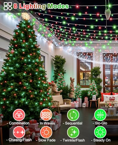 Red and Green 600 LED Christmas Lights Outdoor