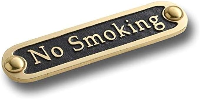 No Smoking Brass Door Sign. Traditional Style Home Décor Wall Plaque Handmade By The Metal Foundry UK.