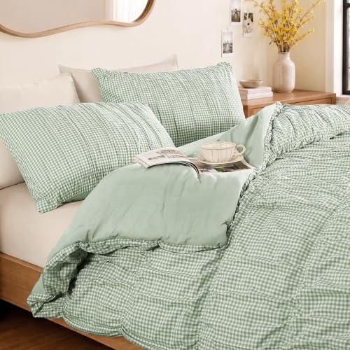 Green Gingham King Size Comforter Set