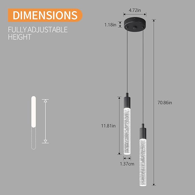 Modern Light Fixture Kitchen Island Pendant Light Dimmable LED Black Pendant