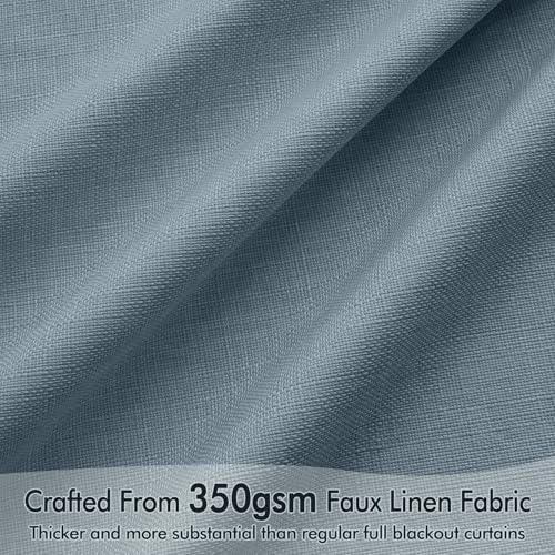 100% Blackout Back Tab Pleat Linen Curtains 50" Wx96 L (2 Count)