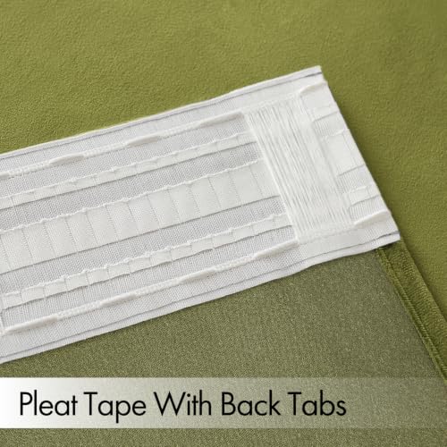 Moss Green Velvet Pinch Pleat Blackout Curtains W52 X L96 Inches