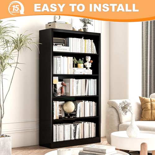 55” Black Bookshelf
