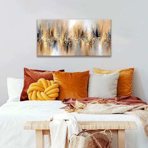 Gold Abstract Canvas Wall Art Prints Decor For living Room 20" × 40"