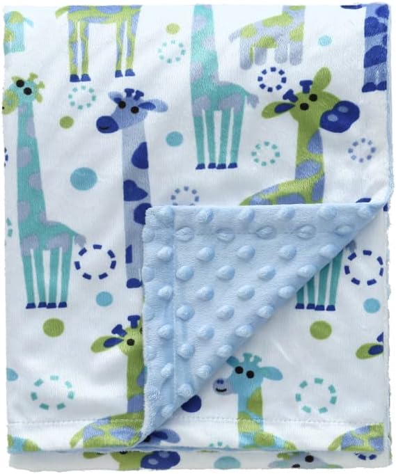 CREVENT Minky Baby Blanket for Boys, Soft Plush Receiving for Newborns - Giraffe 30x40 Inches
