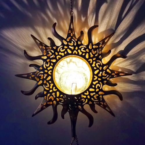 Solar Sun Wind Chimes for Outside Unique Gardening Gifts for Women Mom Grandma Crackle Glass Ball LED Wind Chimes Solar Lights Outdoor Decor Decorative Light for Garden Patio Yard Porch