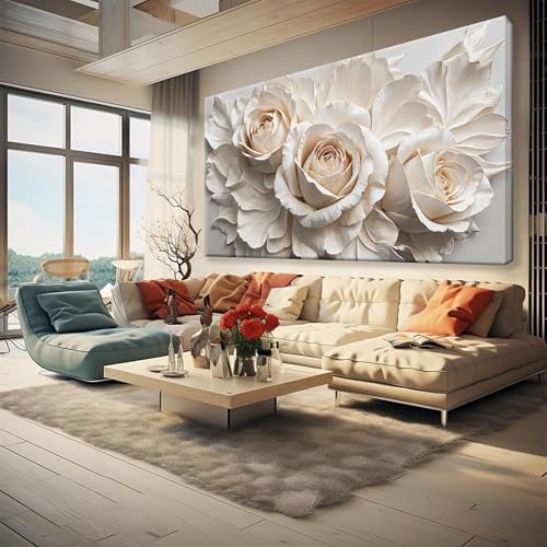 Large Wall Art For Living Room Prints Home Wall Decor Modern Canvas Art Wall Decor 35 X 70 Inches White Flower Wall Art Elegant Flower Painting Picture For Bedroom Hotel Office Artwork