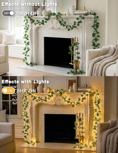 33FT Monstera Vines with Lights Battery & USB Powered Copper Wire