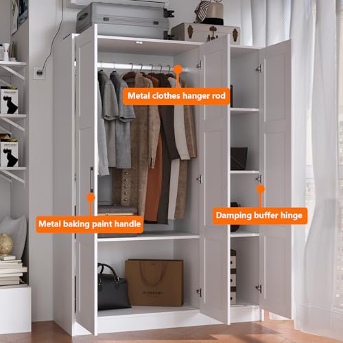3 Doors Wooden Wardrobe Closet Armoire