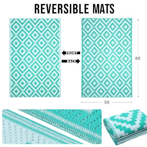 Outdoor Rug 5x8 ft Waterproof Reversible Mat