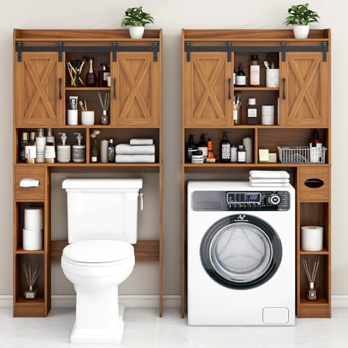Over The Toilet Storage Cabinet with Sliding Doors