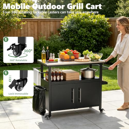 Outdoor Grill Cart with Stainless Steel Top