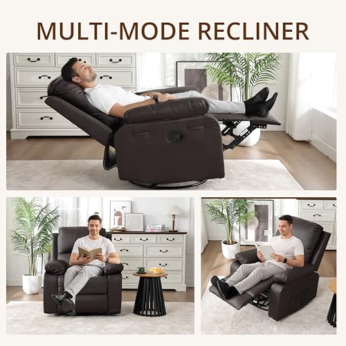 360° Swivel Rocking Leather Recliner Chair for Adults