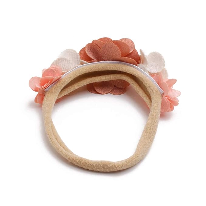 Baby Girl Nylon Headbands Flower Hair Bows Accessories-Elastic Hair Band Crown Handmade FLoral Wraps Birthday Gifts for Girls Newborn Infant Toddler 3Pcs