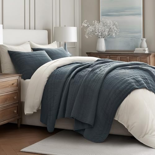 HOME 100% Cotton Modern Lines Quilt Set King Size