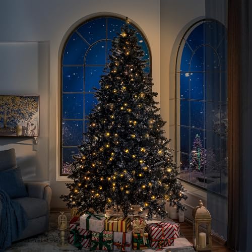9ft Black Christmas Tree with Lights