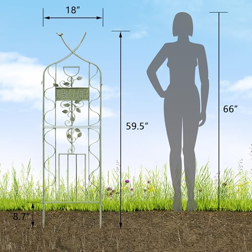 59.5 x 36in Rustic Iron Arch Decoration Garden Trellis with Metal Coating