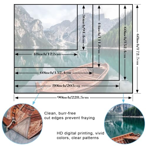 Nature Mountain Lake Boat Tapestry 80x60 Inch