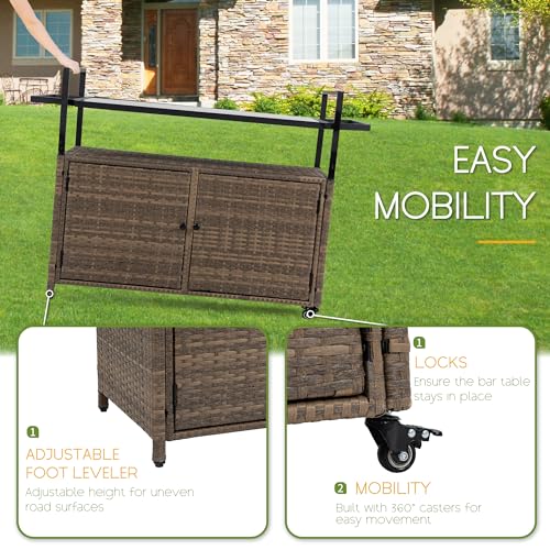 Wicker Outdoor Bar Cart