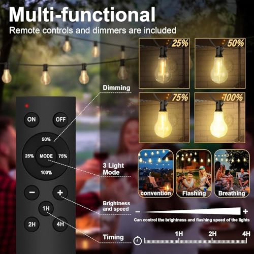 50FT Outdoor String Lights 32+2 Bulbs (50 Foot)