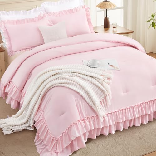 Pink Ruffle Oversized King Comforter Set