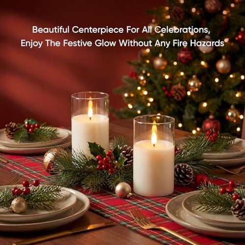 3"x5" White Glass Flameless LED Candle Battery Operated with Control (2 Count)