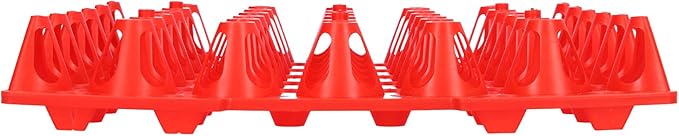 Plastic Egg Flats, Poultry Crates Holder Tray, Extra Large Reusable Stackable: For Chicken Produce, Farm Supplies, Secure Storage Container, 5PCS, 28.7x28.3cm (Red)