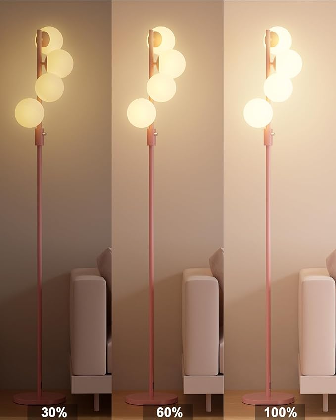 Lightdot 64IN Dimmable Globe Floor Lamp, Mid Century Modern Floor Lamp
