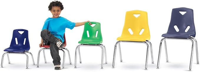 Jonti-Craft Berries 8142JC1119 Stacking Chair with Chrome-Plated Legs, 12" Height, Green