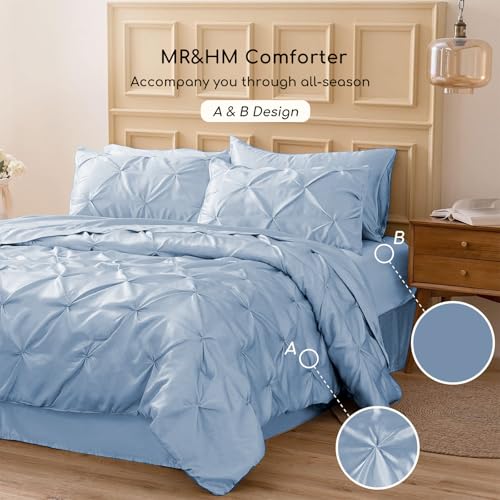 Satin King Size Comforter Set Blue Haze