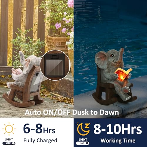 Garden Statues Elephant Outdoor Decor Lights