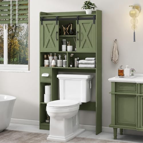 Over The Toilet Storage Cabinet with Sliding Doors