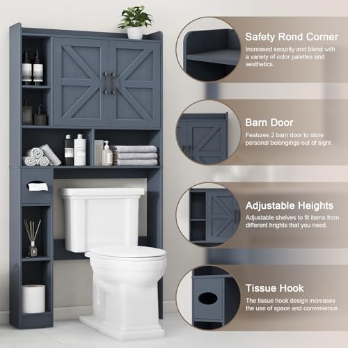 Over The Toilet Storage Cabinet with 2 Barn Doors